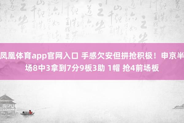 凤凰体育app官网入口 手感欠安但拼抢积极！申京半场8中3拿到7分9板3助 1帽 抢4前场板