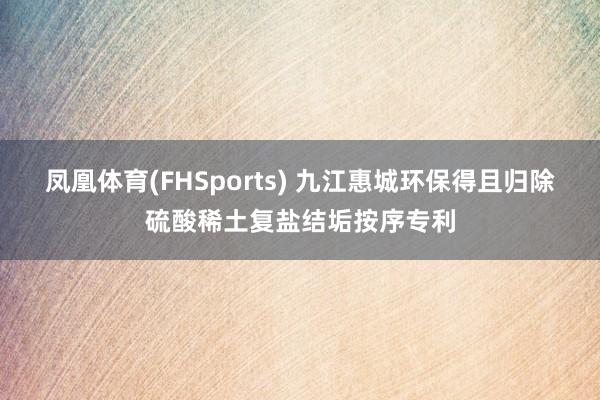 凤凰体育(FHSports) 九江惠城环保得且归除硫酸稀土复盐结垢按序专利