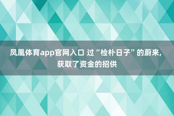 凤凰体育app官网入口 过“检朴日子”的蔚来, 获取了资金的招供