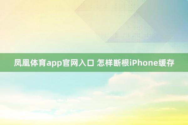 凤凰体育app官网入口 怎样断根iPhone缓存