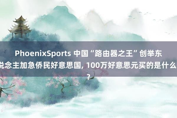 PhoenixSports 中国“路由器之王”创举东说念主加急侨民好意思国, 100万好意思元买的是什么?