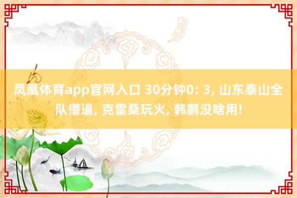 凤凰体育app官网入口 30分钟0: 3, 山东泰山全队懵逼, 克雷桑玩火, 韩鹏没啥用!
