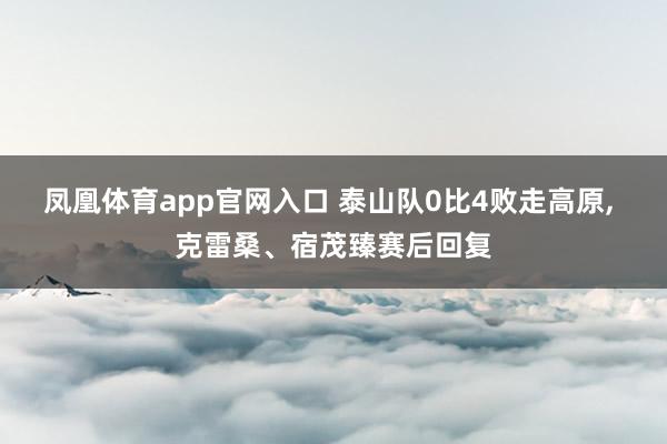 凤凰体育app官网入口 泰山队0比4败走高原, 克雷桑、宿茂臻赛后回复