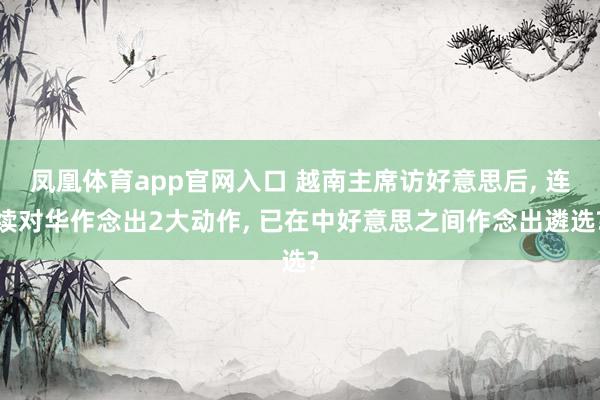 凤凰体育app官网入口 越南主席访好意思后, 连续对华作念出2大动作, 已在中好意思之间作念出遴选?
