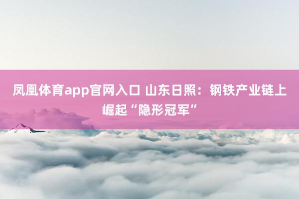 凤凰体育app官网入口 山东日照：钢铁产业链上崛起“隐形冠军”