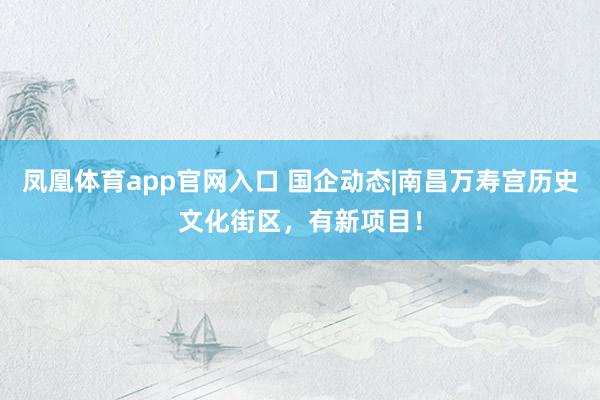 凤凰体育app官网入口 国企动态|南昌万寿宫历史文化街区，有新项目！