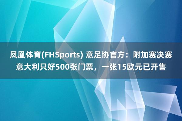 凤凰体育(FHSports) 意足协官方：附加赛决赛意大利只好500张门票，一张15欧元已开售