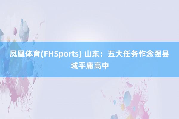 凤凰体育(FHSports) 山东：五大任务作念强县域平庸高中