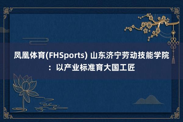凤凰体育(FHSports) 山东济宁劳动技能学院：以产业标准育大国工匠