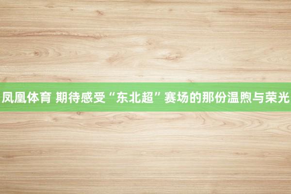 凤凰体育 期待感受“东北超”赛场的那份温煦与荣光