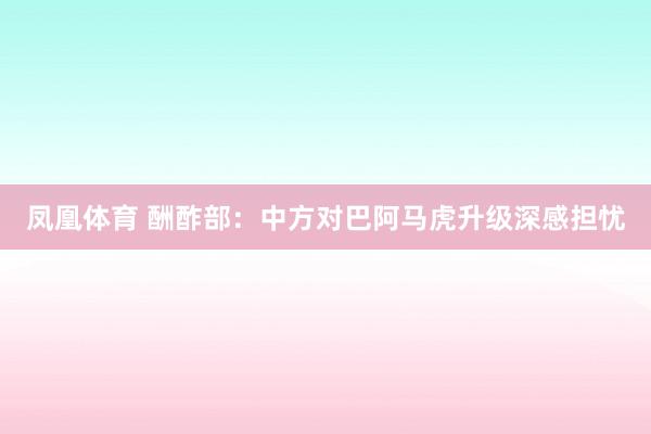 凤凰体育 酬酢部：中方对巴阿马虎升级深感担忧