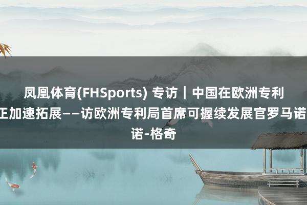 凤凰体育(FHSports) 专访｜中国在欧洲专利疆域正加速拓展——访欧洲专利局首席可握续发展官罗马诺-格奇