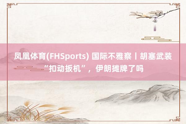 凤凰体育(FHSports) 国际不雅察丨胡塞武装“扣动扳机”，伊朗摊牌了吗