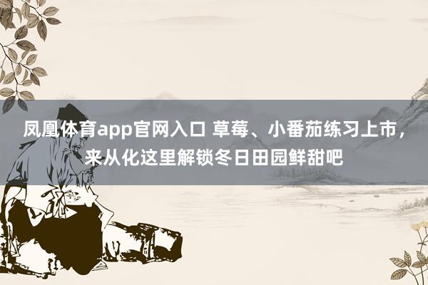 凤凰体育app官网入口 草莓、小番茄练习上市，来从化这里解锁冬日田园鲜甜吧