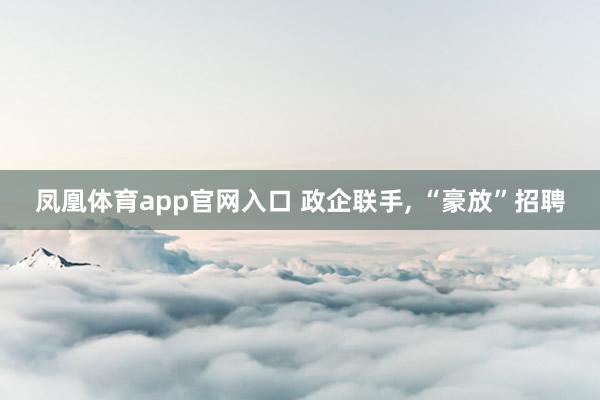凤凰体育app官网入口 政企联手, “豪放”招聘