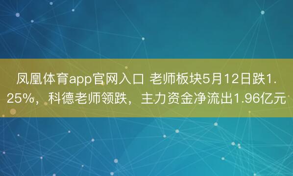 凤凰体育app官网入口 老师板块5月12日跌1.25%，科德老师领跌，主力资金净流出1.96亿元