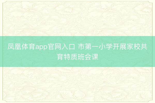 凤凰体育app官网入口 市第一小学开展家校共育特质班会课