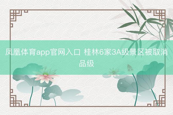 凤凰体育app官网入口 桂林6家3A级景区被取消品级