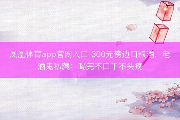 凤凰体育app官网入口 300元傍边口粮酒，老酒鬼私藏：喝完不口干不头疼