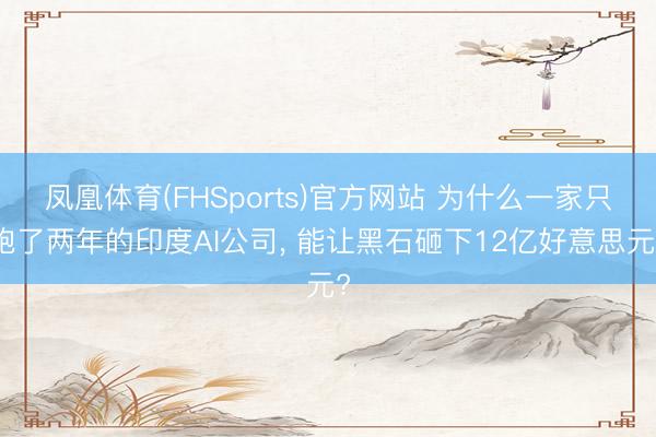 凤凰体育(FHSports)官方网站 为什么一家只跑了两年的印度AI公司， 能让黑石砸下12亿好意思元?