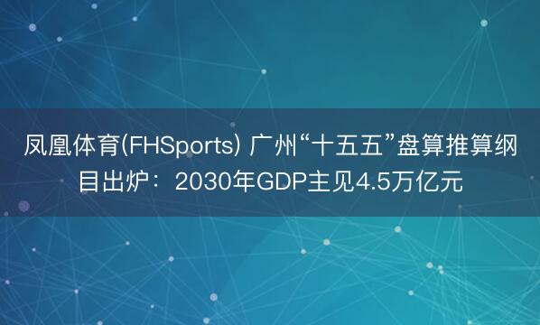 凤凰体育(FHSports) 广州“十五五”盘算推算纲目出炉：2030年GDP主见4.5万亿元