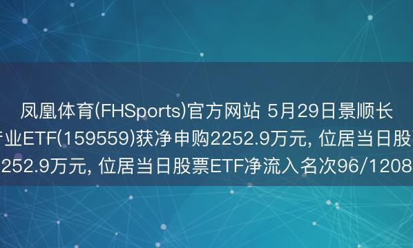 凤凰体育(FHSports)官方网站 5月29日景顺长城国证机器东说念主产业ETF(159559)获净申购2252.9万元, 位居当日股票ETF净流入名次96/1208