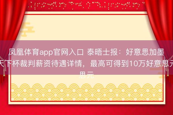 凤凰体育app官网入口 泰晤士报：好意思加墨天下杯裁判薪资待遇详情，最高可得到10万好意思元