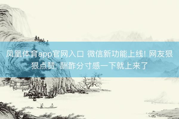 凤凰体育app官网入口 微信新功能上线! 网友狠狠点赞: 酬酢分寸感一下就上来了