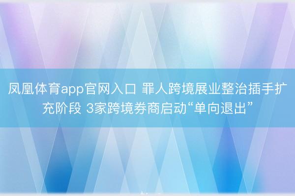 凤凰体育app官网入口 罪人跨境展业整治插手扩充阶段 3家跨境券商启动“单向退出”