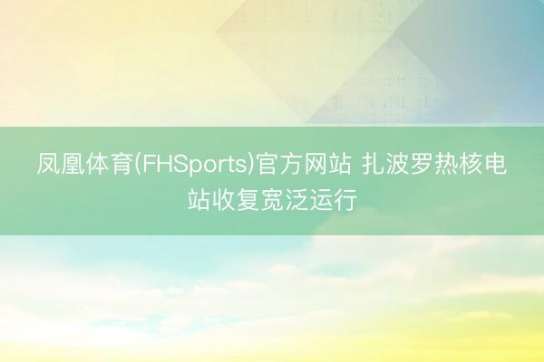凤凰体育(FHSports)官方网站 扎波罗热核电站收复宽泛运行