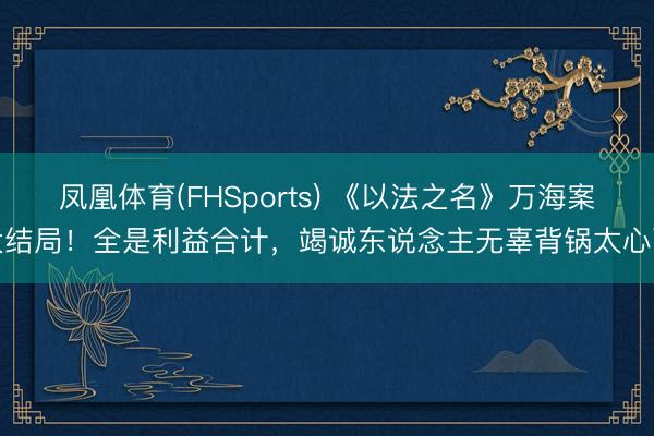 凤凰体育(FHSports) 《以法之名》万海案大结局!全是利益合计,竭诚东说念主无辜背锅太心酸