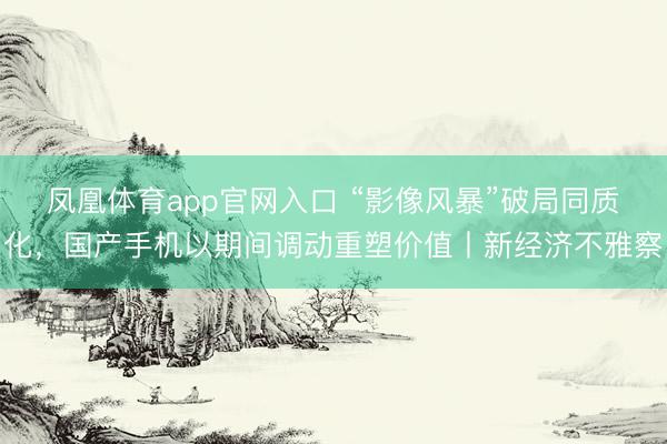 凤凰体育app官网入口 “影像风暴”破局同质化，国产手机以期间调动重塑价值丨新经济不雅察