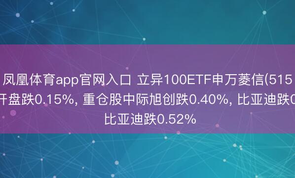 凤凰体育app官网入口 立异100ETF申万菱信(515200)开盘跌0.15%, 重仓股中际旭创跌0.40%, 比亚迪跌0.52%