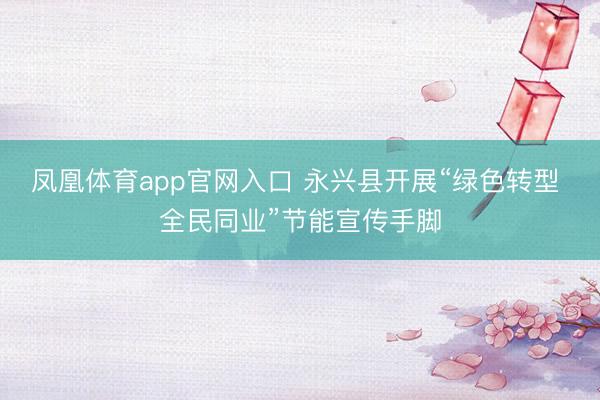 凤凰体育app官网入口 永兴县开展“绿色转型 全民同业”节能宣传手脚