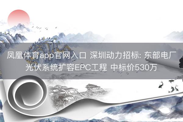 凤凰体育app官网入口 深圳动力招标: 东部电厂光伏系统扩容EPC工程 中标价530万